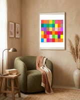 Colorful Rainbow Squares Patch framed in a tender room thumbnail