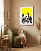 Flowers yellow framed in a tender room thumbnail