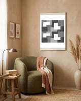 Grey Abstract Square Tiles framed in a tender room thumbnail