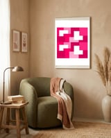 Pink Abstract Square Tiles framed in a tender room thumbnail