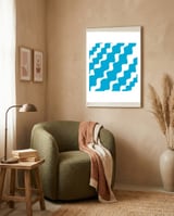 Slanting Blue Wavy Pattern framed in a tender room thumbnail
