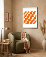 Slanting Orange Wavy Pattern framed in a tender room thumbnail