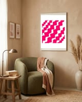 Slanting Pink Wavy Pattern framed in a tender room thumbnail