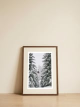 Red gondola at winter landscape | Winter nature photography | Austria — framed, leaning against the wall thumbnail