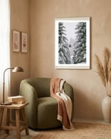 Red gondola at winter landscape | Winter nature photography | Austria framed in a tender room thumbnail