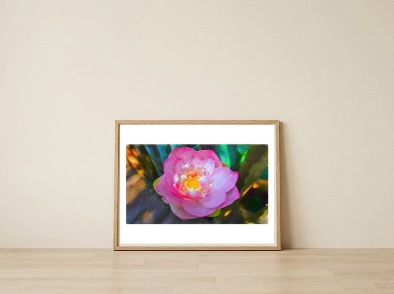 Lotus Flower — framed, leaning against the wall