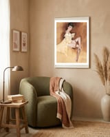 Late Portrait Of Sexy Pinup Secretary Woman framed in a tender room thumbnail