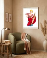 Pinup Blonde Posing With Ice Cream framed in a tender room thumbnail