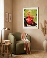 Pinup Girl On A Chariot Fast Ride framed in a tender room thumbnail