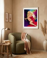 Pinup Girl With A Knife In Self Defense Pose framed in a tender room thumbnail