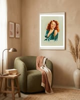 Portrait Of A Redhead Pinup Woman framed in a tender room thumbnail
