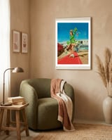 Sexy Pinup Brunette Experiencing Sudden Wind At The Airport framed in a tender room thumbnail