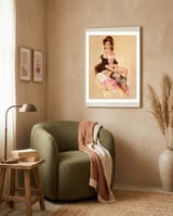 Sexy Pinup Brunette Modelling framed in a tender room thumbnail