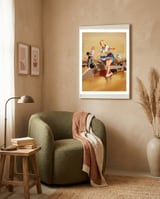 Sexy Pinup Girl On Bowling Incident framed in a tender room thumbnail