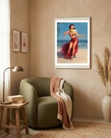 Pinup Girl In Hawaiian Costume framed in a tender room thumbnail