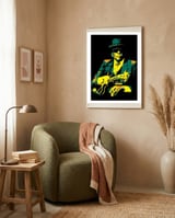 John Lee Hooker American Blues Guitarist framed in a tender room thumbnail