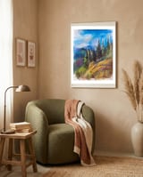 Pastel drawing of an Alpine Pine Forest framed in a tender room thumbnail