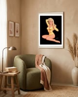 Beautiful Pinup Blonde framed in a tender room thumbnail