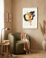 Pinup Girl Celebrating New Year framed in a tender room thumbnail