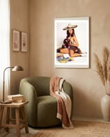 Sexy Pinup Mexican Girl framed in a tender room thumbnail