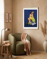 Sexy Pinup Posing With Green Towel framed in a tender room thumbnail