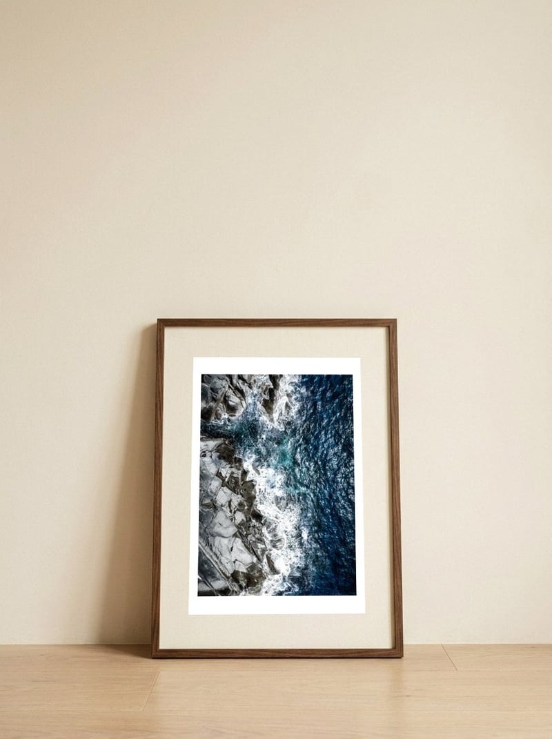 Skagerrak Coastline Aerial Photography — framed, leaning against the wall