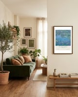 Claude Monet - Water Lilies framed in a grounding room thumbnail
