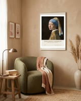 Johannes Vermer - Girl with a pearl earring framed in a tender room thumbnail