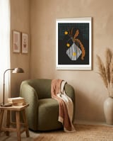 Midcentury ikebana dark framed in a tender room thumbnail
