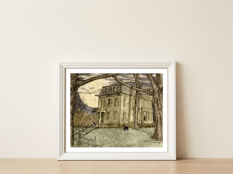 The Abandoned House — framed, leaning against the wall