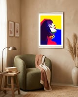Girl Smoking Pop Art WPAP Style Illustration framed in a tender room thumbnail