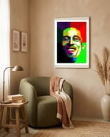 Bob Marley Reggae Icon Pop Art WPAP framed in a tender room thumbnail