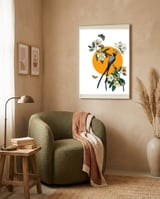 collage floral birds framed in a tender room thumbnail