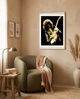 Jimmy Page American Rock Band Guitarist Legend in Pop Art framed in a tender room thumbnail