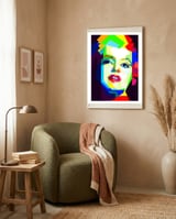 Marilyn Monroe Colorful Illustration Pop Art WPAP framed in a tender room thumbnail