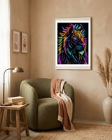 Lion Colored Neon Art framed in a tender room thumbnail