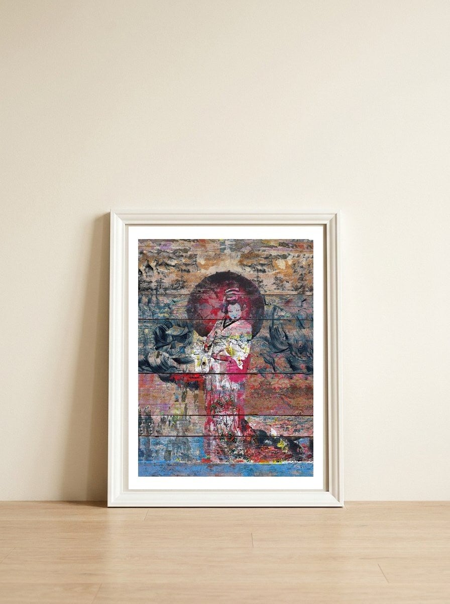 Airando Geisha (island Woman) — framed, leaning against the wall