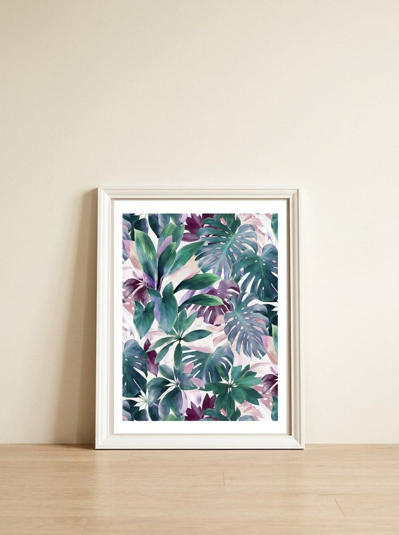 Tropical Emerald Jungle — framed, leaning against the wall