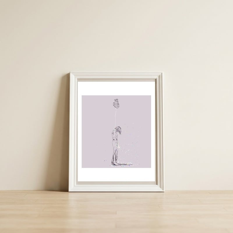 Heart Me — framed, leaning against the wall