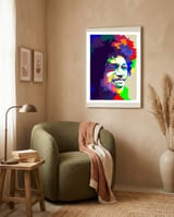 Jimi Hendrix Rock And Blues Music Pop Art framed in a tender room thumbnail