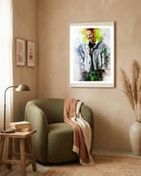 J Balvin framed in a tender room thumbnail