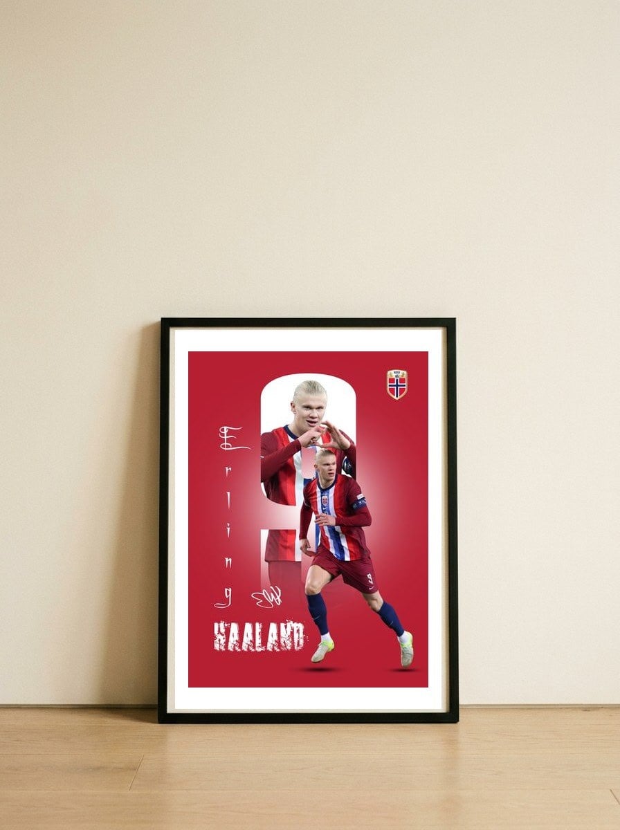 erling-haaland — framed, leaning against the wall