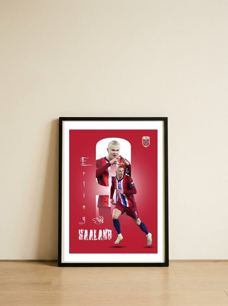 erling-haaland — framed, leaning against the wall