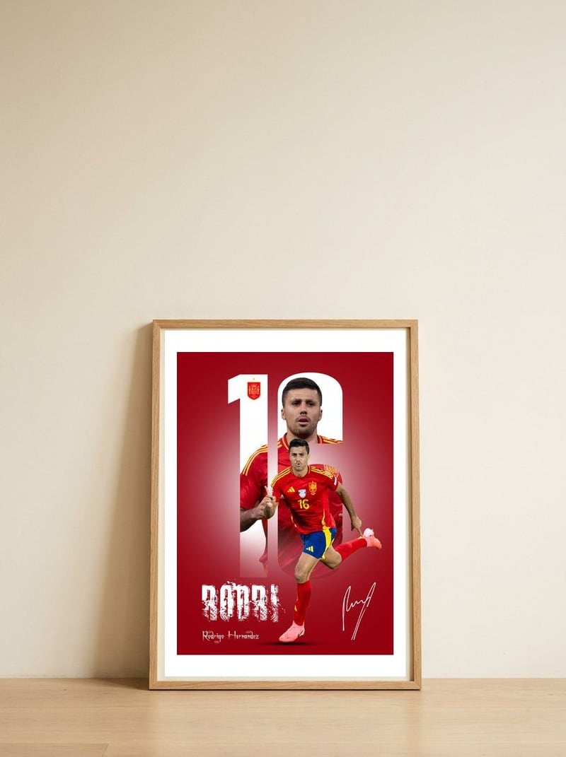 rodri — framed, leaning against the wall