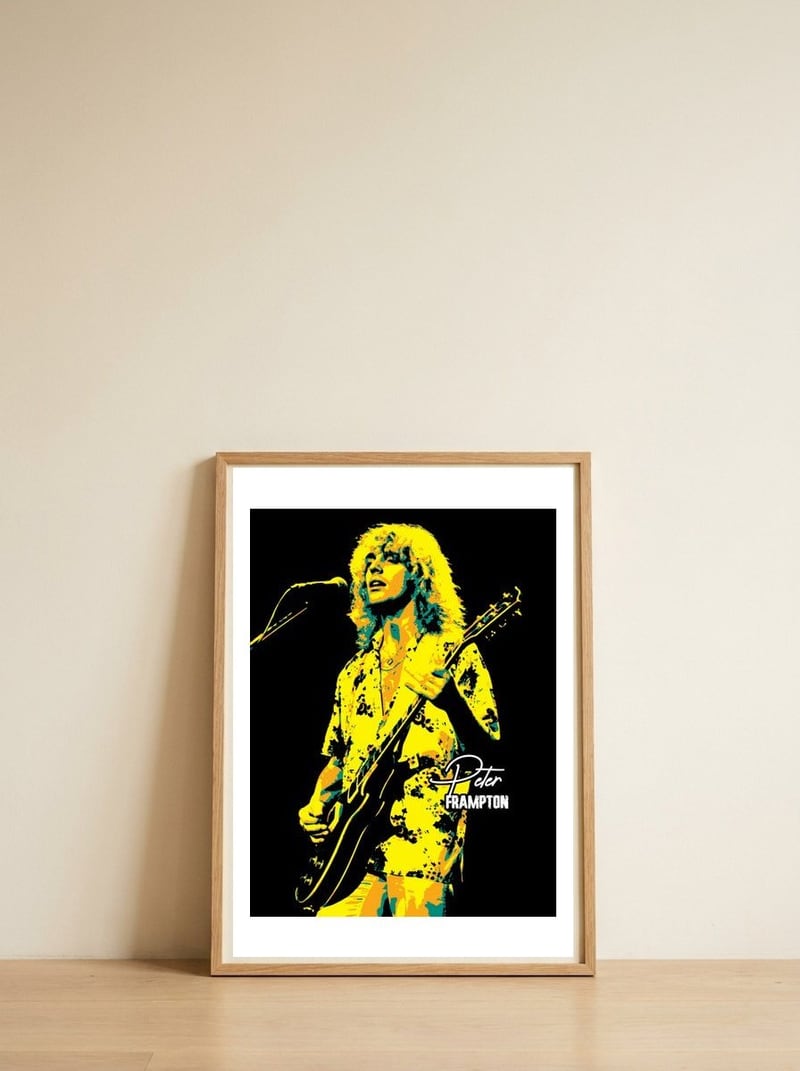 peter-frampton-rock-music-guitarist-legend — framed, leaning against the wall