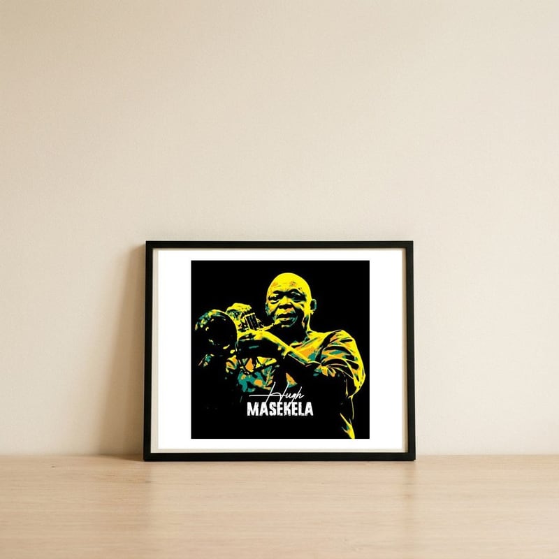 hugh-masekela — framed, leaning against the wall