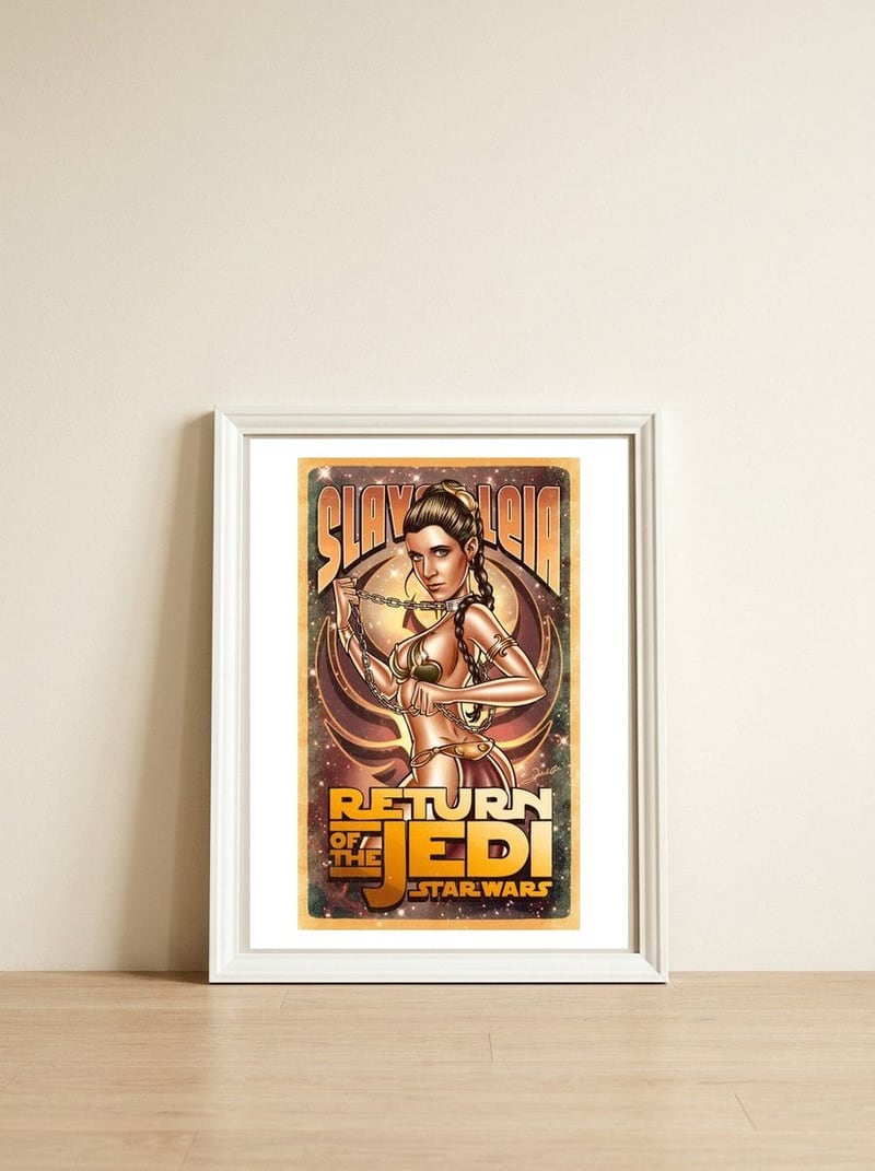 Slave Leia — framed, leaning against the wall