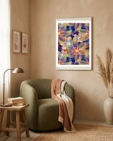 Fluo Bloom Orange & Blue framed in a tender room thumbnail