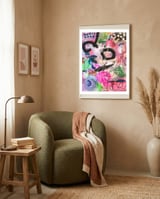 Crazy Town Multimedia Abstract Art Print Large Wall Art Poster Viddy Pop Mood Room framed in a tender room thumbnail