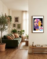 Lebron James art framed in a grounding room thumbnail